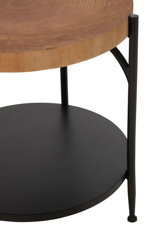 J-Line bijzettafel Bio - hout/ijzer - zwart/naturel