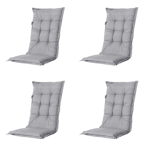 Madison tuinstoelkussen hoge rug Manchester - lichtgrijs - 123x50x7cm - set van 4