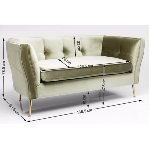 Kare Design Sofa Rimini 2-Zits fluweel groen