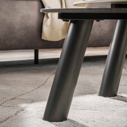 Giga Meubel Salontafel Twin - Zwart/Grijs Travertin - Set van 2 - vtwonen shop