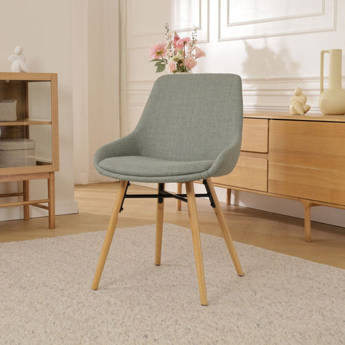 Nolon Nena-Isa Eetkamerstoel Saliegroen - Stof - Houten Poten - vtwonen shop