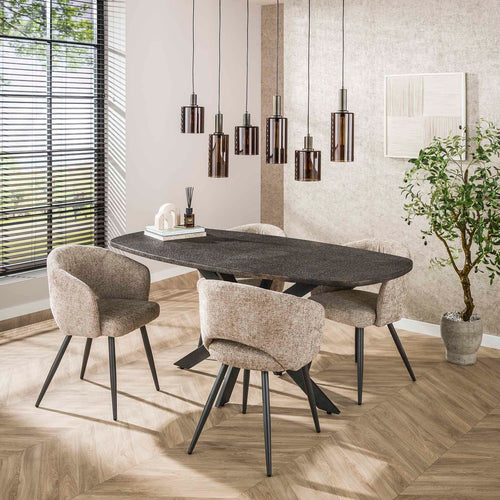 Hoyz Collection - Eettafel Metallic Deens Ovaal 180 Cm - Zwartbruin - vtwonen shop