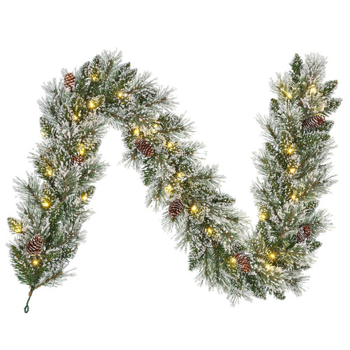 Black Box Trees Vandans - Kerstversiering met Dennenappels en Sneeuwlaag - Guirlande met LED Verlichting op Batterijen - Kerstslingers voor Kast of