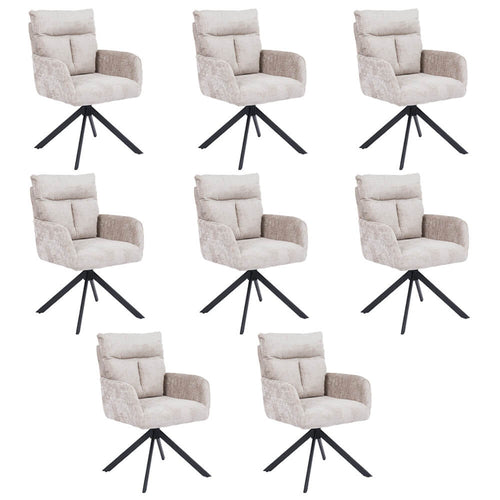 Home Deluxe ALUNA chenille eetkamerstoel met armleuningen - set van 8 beige - vtwonen shop