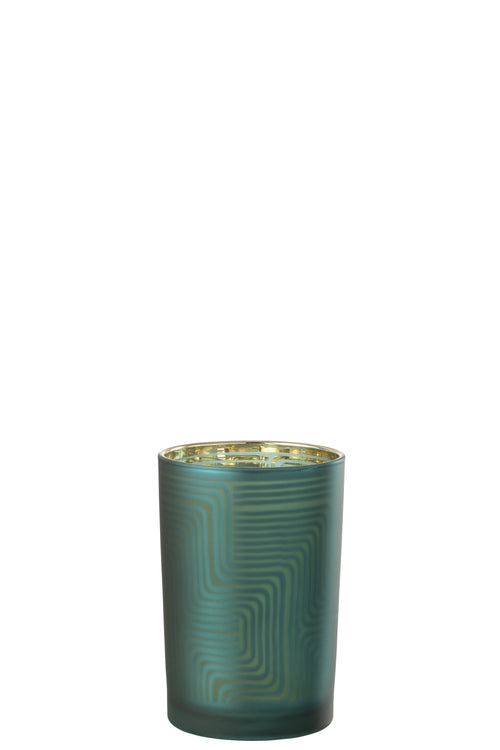 J-Line windlicht Zigzag - glas - groen - large - vtwonen shop
