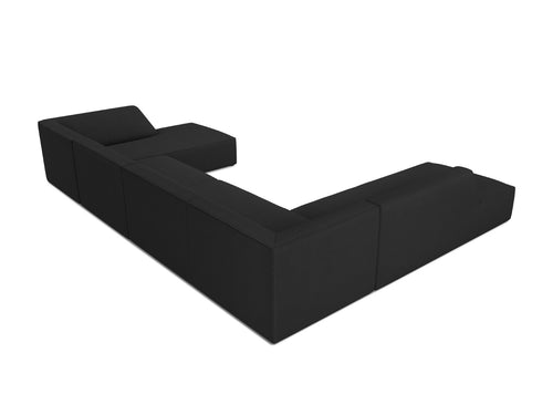 Micadoni Panoramische hoekbank links Ruby 7-zits, structurele stof, zwart - 273x366x69cm