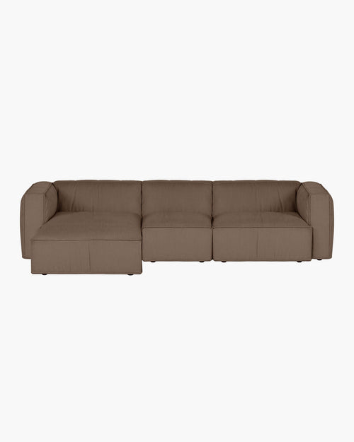 noo.ma Lobi 4-zits hoekbank in Mocha Brown corduroy, links/rechts draaibaar