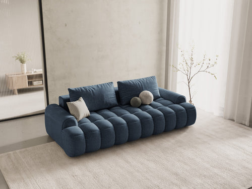 Cosmopolitan Design Slaapbank met opbergdoos Linz 4-zits, structurele stof donkerblauw - 100x250x84cm