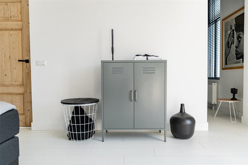 MaximaVida metalen lockerkast Finn 80 x 40 x 102 cm muisgrijs - 2 schappen - vtwonen shop