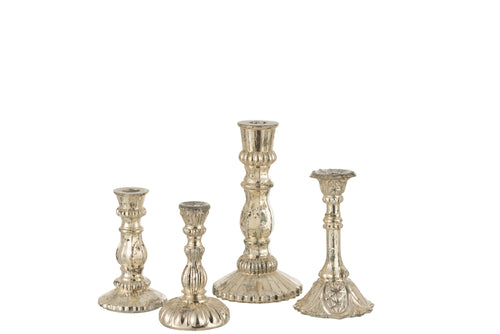 J-Line kandelaar Oriental - glas - zilver - large