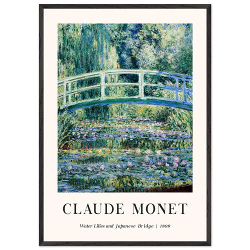 Artfulprints Poster met Lijst Claude Monet - Water lilies and Japanese bridge   - 70x100 cm - Groen