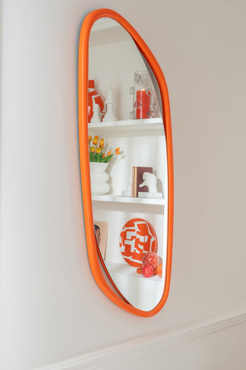 J-Line spiegel Onregelmatig - polyresin - hout - oranje