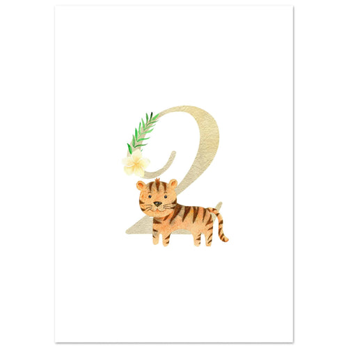 Artfulprints Poster Cijfer 2 kinderkamer   - A4 21x29.7 cm - Meerkleurig