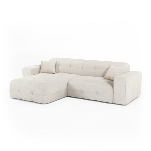 Premium Interiors - Hoekbank links COCOON - bouclé-stof crème 230cm