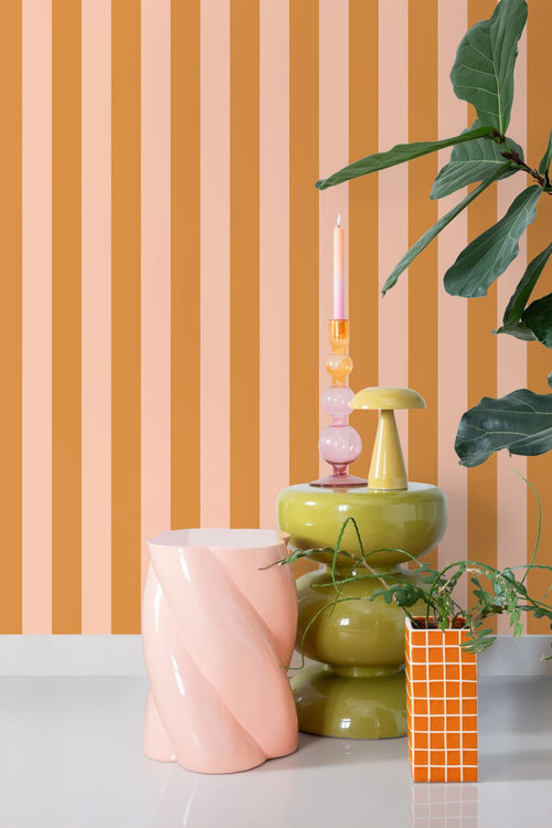 ESTAhome behang strepen oranje en roze - 50 x 900 cm - 131924