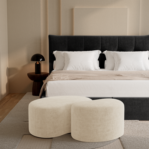 Sia Home - Poef DUNE -  Fluweel - Crème - 60cm