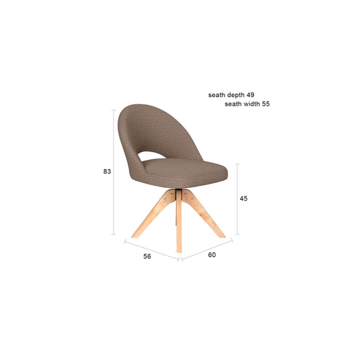 Housecraft Living Mick Eetkamerstoel Draaibaar Hout Grijs