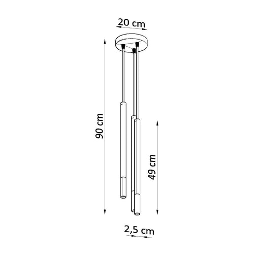 Sollux Lighting Hanglamp MOZAICA 3P zwart/chroom - 20x20x90cm