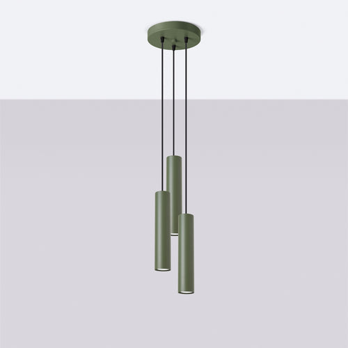 Sollux Lighting Hanglamp LAGOS 3P olijfgroen - 19,5x19,5x108cm