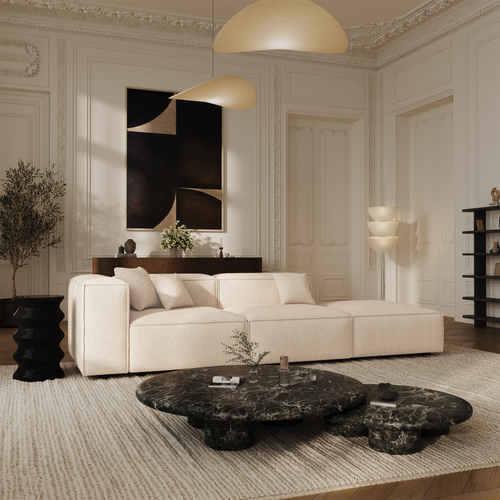 Sia Home - Modulaire bank CUBI - Chenille fluweel - Crème - 301cm