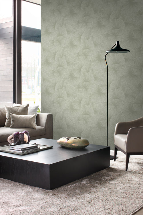 Origin Wallcoverings behang 3D-motief bladeren vergrijsd groen - 50 x 900 cm - 348008 - vtwonen shop