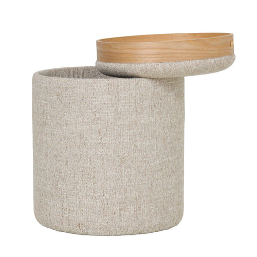 DÉJA Living Bijzettafel Zara - Beige/Naturel - Incl. Opbergruimte - Ø40cm