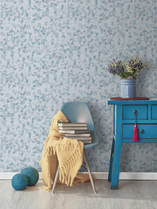 Sanders & Sanders behang mozaiek tegels blauw - 53 cm x 10 m - 640015