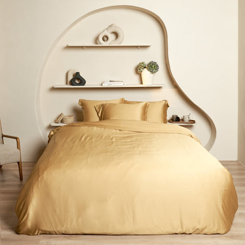 Coco & Cici - Bamboe Hoeslaken 90 x 200 cm - 1 Persoons Beddengoed - Okergeel - Elastiek Rondom - 100% Eco Bamboe