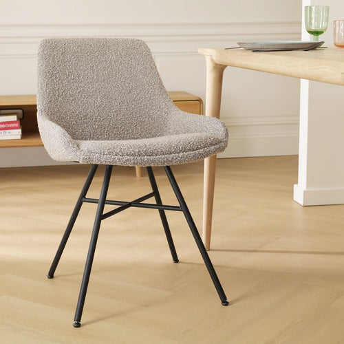 Nolon Noa-Isa Eetkamerstoelen Set van 2 - Bouclé Taupe - Zwart - vtwonen shop