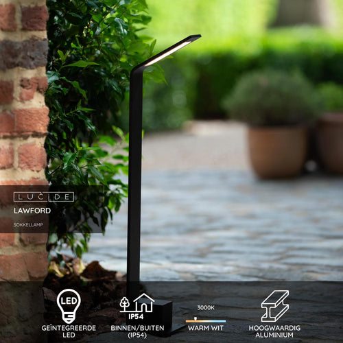 Lucide sokkellamp LAWFORD - Geïntegreerde LED - Zwart - vtwonen shop