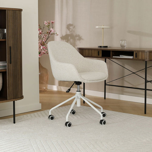 Nolon Nout-Mae Bureaustoel Bouclé Beige - Armleuning - Wit - vtwonen shop