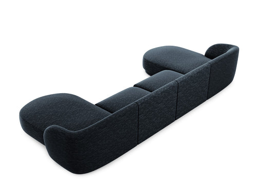 Micadoni Panoramische bank Miley 5-zits, chenille, koningsblauw - 156x330x70cm