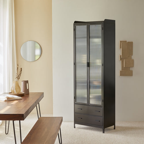 Tikamoon Hoge metalen vitrinekast - Zwart - vtwonen shop