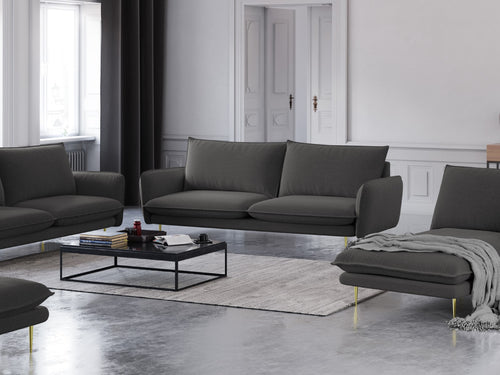 Cosmopolitan Design Bank Vienna 3-zits, structurele stof, donkergrijs - 92x200x95cm