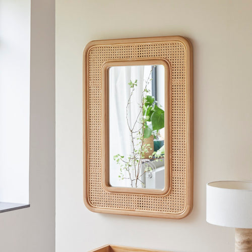 Tikamoon Spiegel van massief teakhout en rotan - Naturel - vtwonen shop