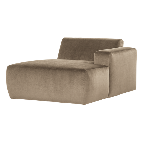 WOOOD chaise longue bank rechts Mojo Base - Velvet - Khaki - 74x112x162
