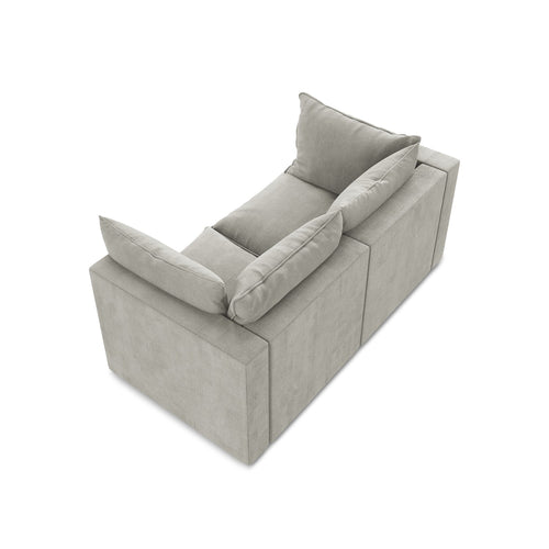 LaMiaSofa Tweezits modulaire bank Ravenna - textuurstof - lichtgrijs - 180x90x77