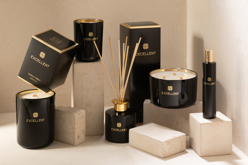 J-Line geurkaars Excellent - Siberia Fir - glas - zwart - small - 50U