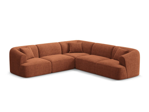 Cosmopolitan Design Symmetrische modulaire hoekbank Campi 6-zits, ribfluwelen terracotta - 255x255x70cm