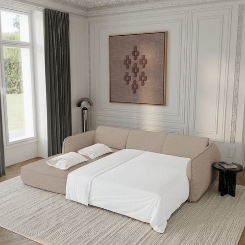 Sia Home slaapbank LIVIA - Bouclette stof - Beige - 274cm