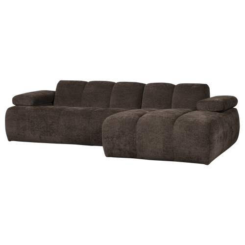 WOOOD chaise longue rechts Mojo - Geweven Ribstof - Bruin - 74x284x160 - vtwonen shop