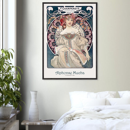 Artfulprints Poster met Lijst Alphonse Mucha - F. Champenois   - 50x70 cm - Blauw