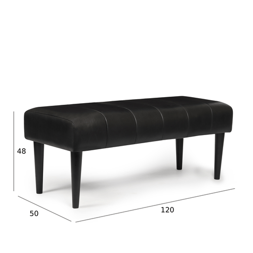 Furnhouse bankje Athea - Zwart - Leer - 50x120x48