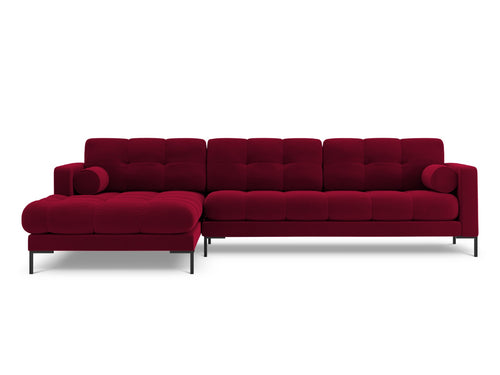 Cosmopolitan Design linker hoekbank Bali 5-zits, flueel, rood - 185x293x75cm