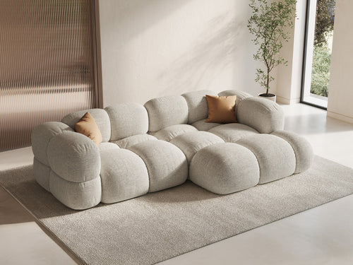 Cosmopolitan Design rechter hoekbank Loretto 3-zits, structurele stof beige - 147x250x68cm