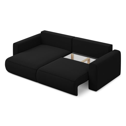 LaMiaSofa hoekbank links Perugia - velours - zwart - 240x149x82
