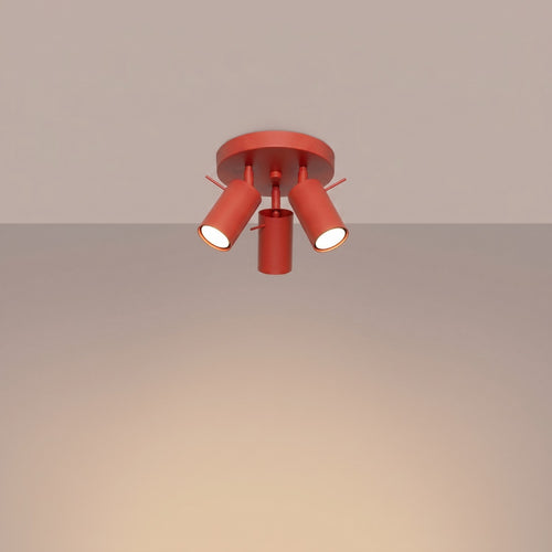 Sollux Lighting Plafondlamp RING 3P rood - 25,7x25,7x14,5cm
