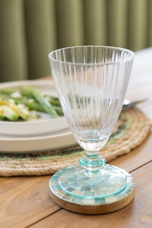 J-Line drinkglas Gestreept - glas - transparant/groen