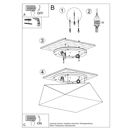 Sollux Lighting Plafondlamp HEXA 35 zilver - 35x35x15cm