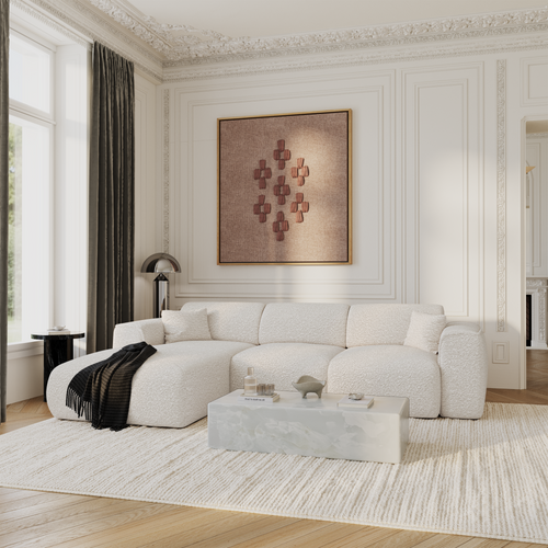 Sia Home - Hoekbanken YUMA - Bouclette stof - Crème - 283cm